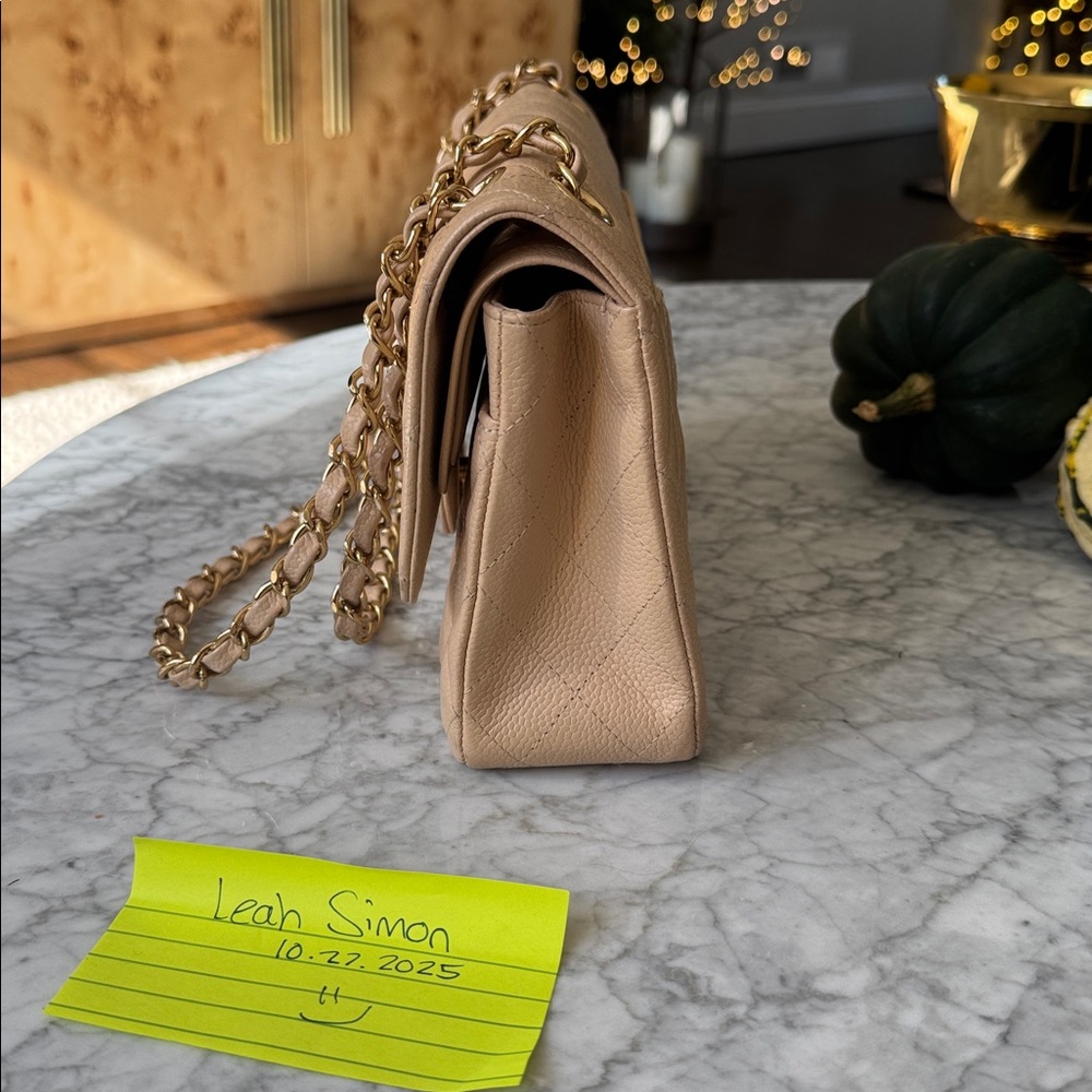 Chanel Beige Claire Medium Classic Flap GDHW Quilted Shoulder Bag - Picture 5 of 11